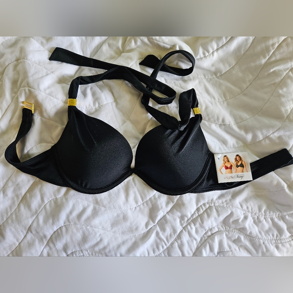 Black pushup swim top